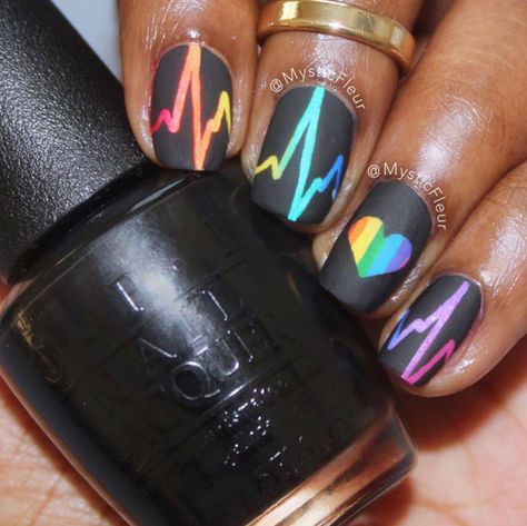 Bold Nail Designs For Short Nails, Nonbinary Nail Art, Pride Nails Designs Short Nails, Pride Nails Short, Subtle Pride Nails, Pride Nail, Mens Manicure, Uñas Aesthetic, Pride 2023