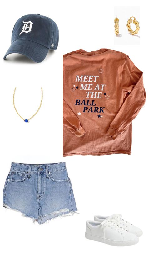 Detroit tigers Detroit Tigers Outfit Woman, Baseball Game Outfit Women, Baseball Game Outfit, Game Outfit, Baseball Outfit, Jersey Outfit, Country Concerts, Outfit Cute, Baseball Game