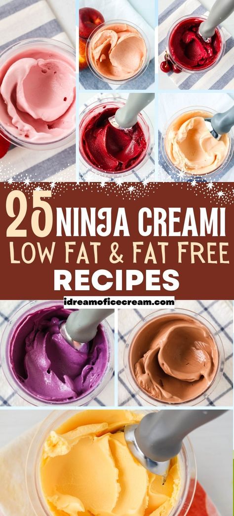 Need low fat or fat free Ninja Creami recipes? These are some of our favorites! From rich and creamy ice cream to refreshing fruity sorbet, there's something for everyone. Sorbet Creami Recipes, Ninja Creami Healthy Sorbet, Sorbet Recipes Ninja Creami, Lite Ninja Creami Recipes, Fair Life Ninja Creami Recipes, Ninja Creami Oreo Ice Cream Recipes Healthy, Ninja Sorbet Recipes, Low Fat Ninja Creami Recipes, Ninja Creami Recipes Sorbet