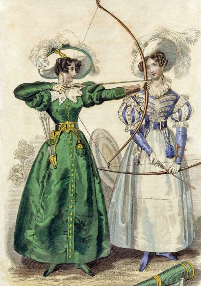 Archery Girl, 1830s Fashion, Romantic Period, 1800s Fashion, Traditional Archery, Regency Fashion, 19th Century Fashion, Braut Make-up, An Arrow