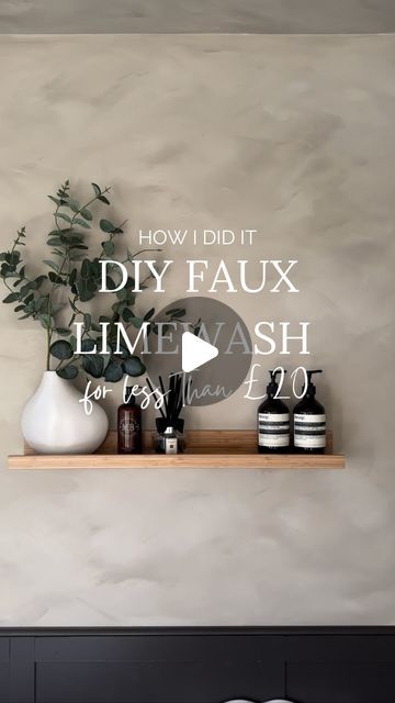 Kirsty Haslam on Instagram: "Sneak peek 👀 before the big reveal. I said I would do this room in a budget and I became obsessed with all things limewash only to find out that it’s quite costly, in fact the shipping cost alone was twenty six pounds…. Back to the drawing board I wasn’t giving up and discovered a way to get the effect with regular paint… here’s how  Prep, make sure the walls are clean dry and holes filled, you will need a big soft brush a painting tray, some foil and a couple of extra buckets/ tubs  Next select your paint, you need two different colours about 3 shades apart. I bought a tub of  @duluxuk Egyptian cotton poured half into a bucket and darkened it using a tester pot I already had of dulux coffee dust.   Having got your two shades split a paint tray with foil so th Brushed Paint Wall, Limewash Board And Batten, Limewash Hallway, Limewash Kitchen, Limewash Bathroom, Beadboard Accent Wall, Lime Wash Walls, Limewash Walls, Dry Brush Painting