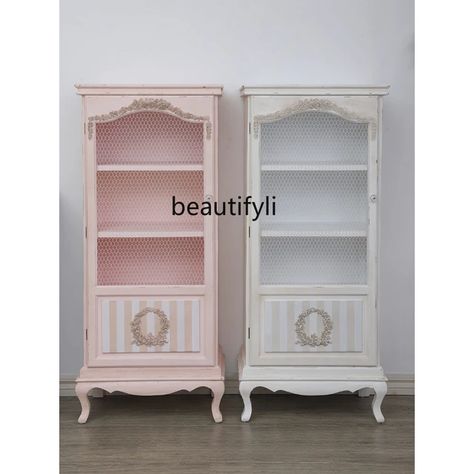 French Carved Sideboard Cabinet Household Showcase Pink Perfume Counter Princess Style Bookcase Display Cabinet furniture - AliExpress Perfume Counter, Carved Sideboard, Style Bookcase, Bookcase Display, Furniture Painting Techniques, Pink Perfume, Vintage Display, Curio Cabinet, Furniture Painting