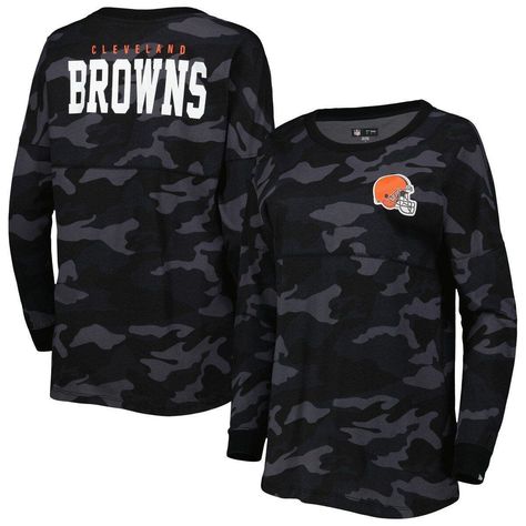 Cleveland Browns Logo, Brown Pride, Camo Long Sleeve, Womens Camo, Camo Designs, Brown Tshirt, Black Camo, Military Inspired, Cleveland Browns