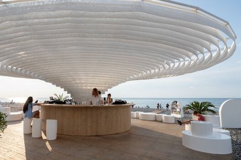 Contemporary Pavilion, Pool Bar Design, Sitting Arrangement, Sky Bar, Parametric Architecture, Beach Cafe, Tree Canopy, Canopy Design, Batumi