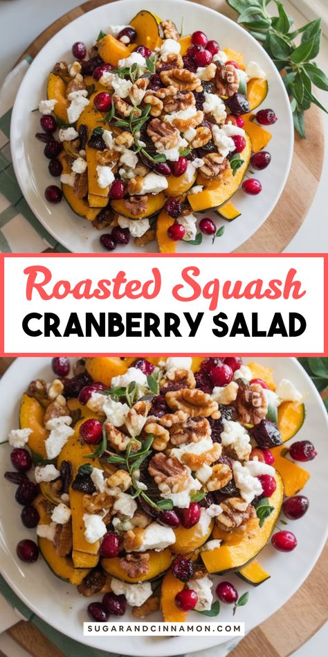 Elevate your salad game with a roasted squash and cranberries salad! 🥗🍁 This delightful dish combines sweet and savory flavors, making it a perfect addition to your fall menu. Quick to prepare and absolutely delicious, it’s sure to impress! Save this pin for your recipe collection! 📌❤️ Fall Squash Salad, Squash Cranberry Recipe, Cranberries Salad, Fall Vegetables Recipes, Fall Menu, Cranberry Salad, Squash Salad, Winter Fruit, Garlic Butter Chicken