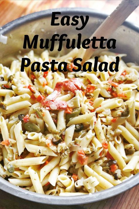 Mufalata Recipe, Muffuletta Pasta Salad, Marousalata Salad, Muffaletta Salad Recipe, Muffaletta Pasta Salad, Muffuletta Olive Salad Recipe, Muffaletta Pasta, Muffaletta Salad, Muffuletta Salad