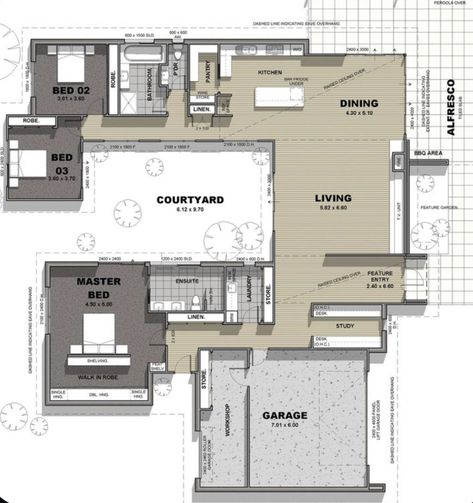 Floor Plan Inspiration, Painting Pallets, Interior Paint Schemes, Paint Room, Courtyard House Plans, Ocean Grove, Activity Room, Master Ensuite, House Layout Plans