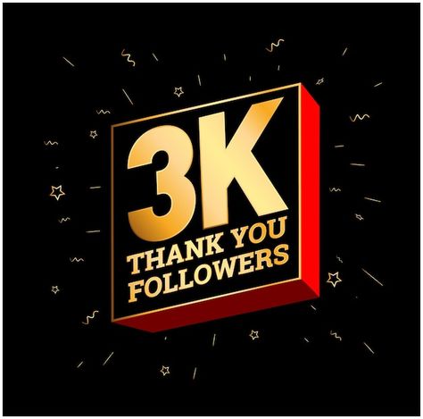 Vector 3k thank you followers in golden ... | Premium Vector #Freepik #vector #3000 #thank-you-subscribers #thank-you-followers #3k 3000 Followers Thank You, 3k Followers Thanks, Free Birthday Banner, 3000 Followers, 2000 Wallpaper, Facebook Video, Banner Background Images, Free Birthday, Frame Gallery