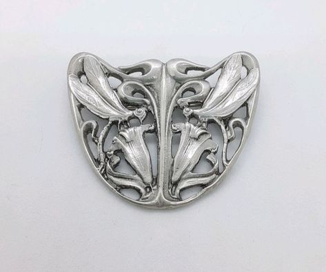 VINTAGE HUDSON FINE PEWTER DRAGONFLIES & FLOWERS PIN PENDANT / ART NOUVEAU STYLE Nickel-free Gold Art Nouveau Jewelry, Art Nouveau Nickel-free Jewelry Gift, Silver Art Nouveau Brooches As Gift, Art Nouveau Sterling Silver Pendant, Silver Art Nouveau Brooch, Pin Pendant, Art Nouveau Style, Dragonflies, Wicked