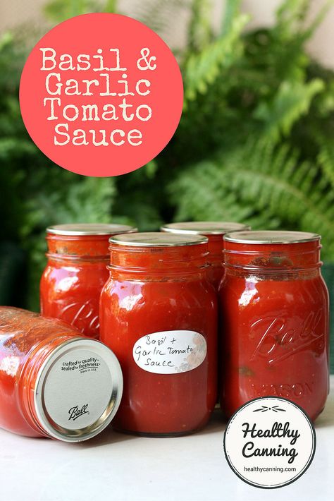 Healthy Canning, Canning Tomatoes Recipes, Tomatoes Recipes, Preserving Recipes, Canning Vegetables, Home Canning Recipes, Tomato Basil Sauce, Canning Recipe, Canning Food Preservation