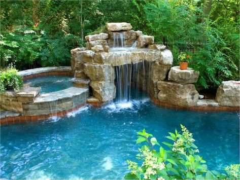 grotto Pool Grotto Ideas, Pool Grotto, Grotto Ideas, Pool Waterfalls, Grotto Pool, Moderne Pools, Dream Backyard Pool, Pools Backyard Inground, Stone Pool