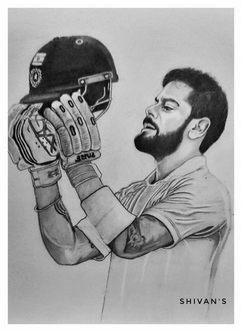 Indian Cricket Team Drawing, Virat Kholi Sketches, Virat Kohli Drawing Easy, Virat Kohli Sketch Pencil, Cricket Drawing Easy, Virat Kohli Painting, Virat Kohli Pencil Sketch, Virat Kohli Portrait, Virat Kohli Sketch