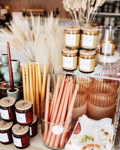 Native Poppy, Craft Market Display, Store Design Boutique, Fall Candle, Boutique Decor, Store Interiors, Market Displays, Candle Store, Candle Aesthetic