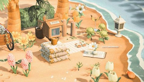 Small Beach Ideas Animal Crossing, Acnh Farmcore, Acnh Tips, Acnh Builds, Acnh Beach, Games Aesthetic, City Island, Animal Crossing Memes, Acnh Codes