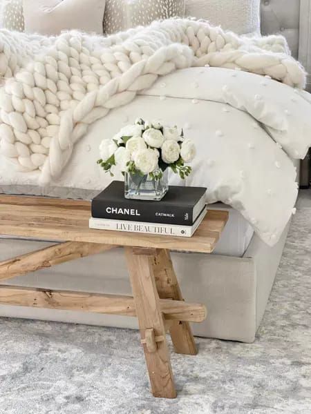 BEDROOM \ End of bed styling with a bench. Shop my favorite finds and learn tips for a bedroom refresh. | SBK Living End Of Bed Benches, Bed With Bench At End, Bed Benches, Bench End Of Bed, Bedroom Details, Bedroom Styling, Live Beautiful, Rustic Bench, End Of Bed Bench