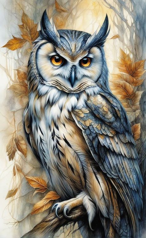 Owl Drawing Color, Owl Artwork Illustrations, Owl Spirit Animal Art, Owl Painting Acrylic, Owl Pics, Bald Eagle Art, Cute Owls Wallpaper, Owl Posters, Owl Photography