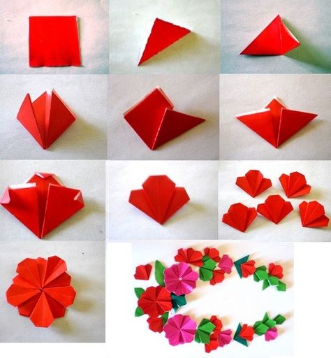 Wish you all a very happy new year…  Blame my internet connection, I couldn’t post this earlier :) Here’s a Tutorial for making paper flowers :D Inspired by instructions… Simple Paper Flower, Origami Flowers Tutorial, Tutorial Origami, Origami For Beginners, Origami Love, Folding Origami, How To Make Origami, Useful Origami, Origami Instructions