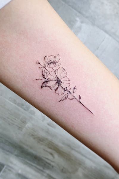 Tattoo uploaded by Tiffy Yuen | #fineline #floral #flower #girl #pretty | 1145562 | Tattoodo Floral Stem Tattoo, Stem Tattoo, Tatts Ideas, Book Tattoo, Tiny Tattoos, Floral Flower, Maple Leaf Tattoo, Artist Studio, Geometric Tattoo