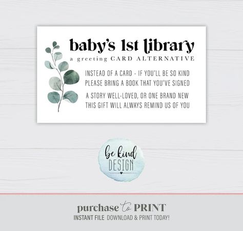 Baby's 1st Library, Book Request Card, Book Instead of a Card, Card Alternative, Baby Shower Invite Insert Please Bring Book Instead of Card - Etsy Book Instead Of Card, Baby Shower Notes, Book Baby Shower Invitation, Baby Shower Wording, Shower Inserts, Twinkle Twinkle Baby Shower, Forest Baby, Card Sayings, Rainbow Baby Shower