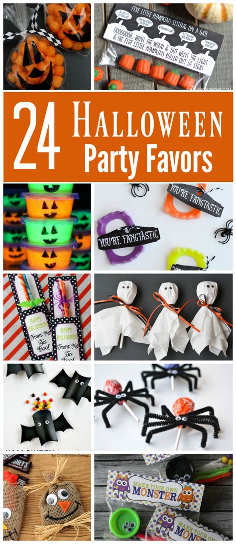 These 24 Halloween party favors are sure to be a hit at your kids' school Halloween party or with your trick or treaters. There are lots to choose from ranging from non-candy favors to treat bags to cute printables and more. Halloween Party Favor Ideas, Halloween Party Bags, Cumpleaños Harry Potter, Halloween School Treats, Party Favor Ideas, Halloween Class Party, School Halloween Party, Halloween Gift Bags, Halloween Goodie Bags