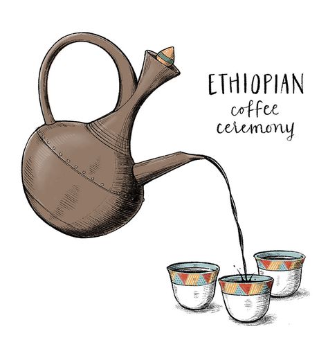 Ethiopian Coffee Ceremony, Coffee Ceremony, Hair Salon Art, Coffee Cup Drawing, Cup Drawing, Mural Art Design, Ethiopian Coffee, Arabic Coffee, Refreshing Drinks Recipes