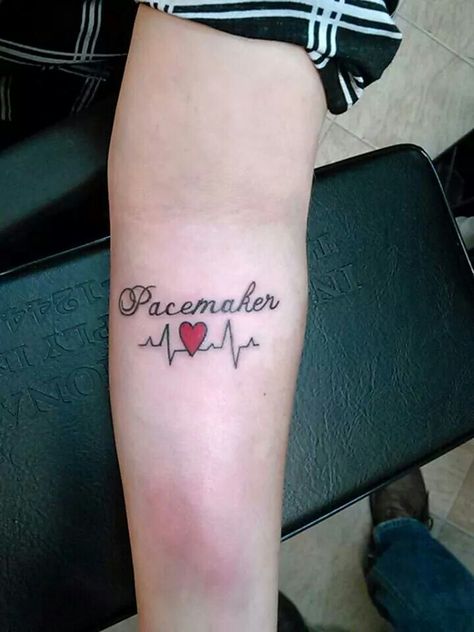 My pacemaker tattoo<3 Pacemaker Tattoo, Medical Tattoo Ideas, Medical Tattoo Nurse, Medical Tattoos, Medical Alert Tattoo, Cat Tats, Medical Assistant Quotes, Bracelet Tattoos, Tattoo Over Scar