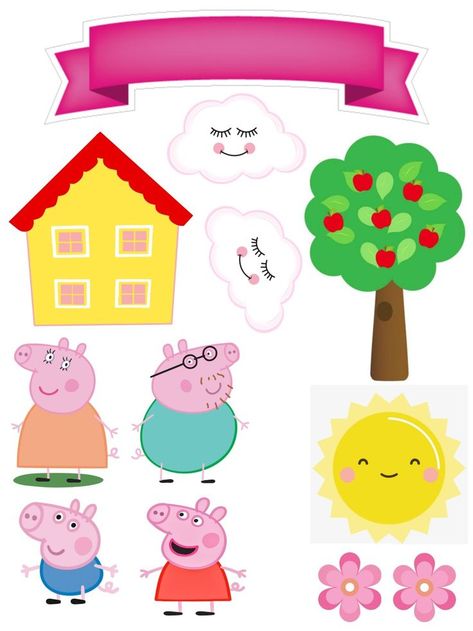 Peppa Pig Cake Topper Printable Free, Peppa Pig Cake Topper Printable, Peppa Pig Topper Printable, Peppa Pig Fairy Princess Free Printable, Peppa Pig Cutouts, Peppa Pig Cake Topper, Peppa Pig Birthday Party Decorations, Cake Decorating Books, Peppa Pig Cake