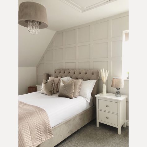 Panelled Walls Bedroom, Panelled Bedroom, Cream Bedroom Ideas, Panelled Walls, Cream Bedroom, Wall Panels Bedroom, Cosy Bedroom, Dreams Beds, Farrow And Ball