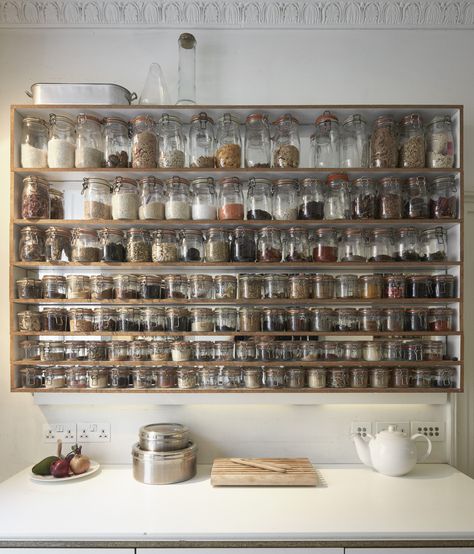 Kitchen Ideas Wood, Large Spice Rack, Wood Kitchen Accessories, Wood Kitchen Ideas, Rain Room, Spice Rack Storage, Cabinet Spice Rack, Diy Spice Rack, Kilner Jars