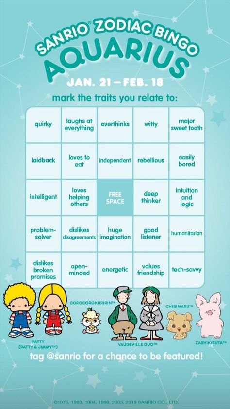 Sanrio Zodiac, Zodiac Bingo, Logic Problems, Bingo Sheets, When Im Bored, Love Is Free, Bingo, Helping Others, Logic