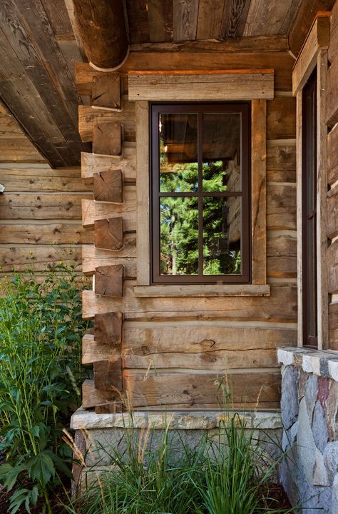 Log Cabin Architecture, Chinked Log Cabins, Cabin Windows Exterior, Dovetail Log Cabin, Log Cabin Windows, Modern Log Cabins Exterior, Cabins Exterior, Log Cabin Exterior Ideas, Large Log Cabin