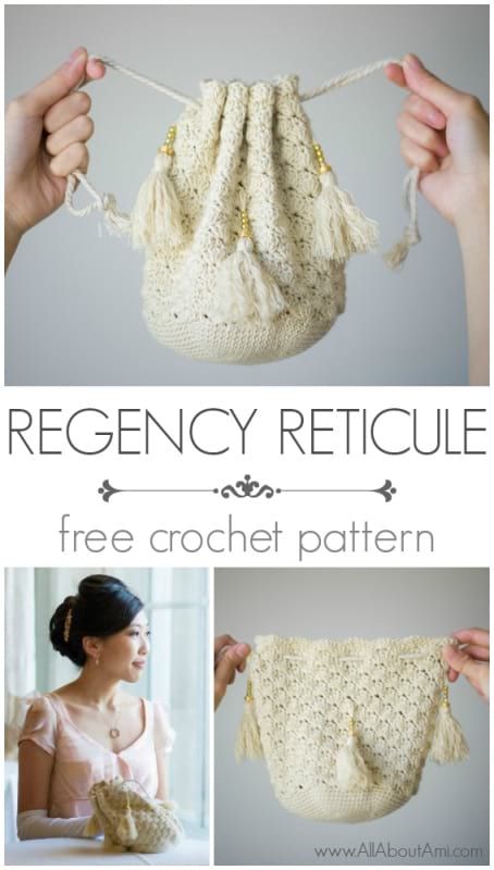 Regency Reticule, Tote Crochet, Crochet Shell Stitch, Elizabeth Bennet, Mode Crochet, Crochet Pouch, Crochet Weaves, Crochet Wedding, Shell Stitch