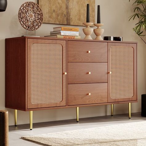 Living Room Storage Cabinet, Rattan Sideboard, Credenza Vintage, Bedroom Chest Of Drawers, Sideboard Storage Cabinet, Storage Cabinet Shelves, Side Board, Kitchen Sideboard, Modern Sideboard