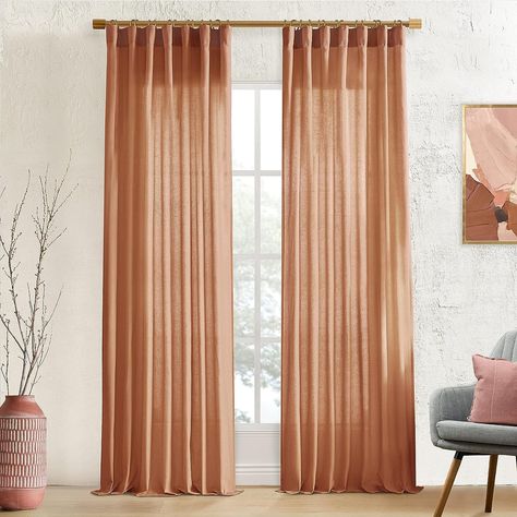 https://amzn.to/3P3HHtx Burnt Orange Curtains, Fall Curtains, Orange Curtains, Window Curtains Bedroom, Sheer Linen Curtains, Curtains For Bedroom, Country Curtains, Fall Bedroom, Sheer Curtain Panels