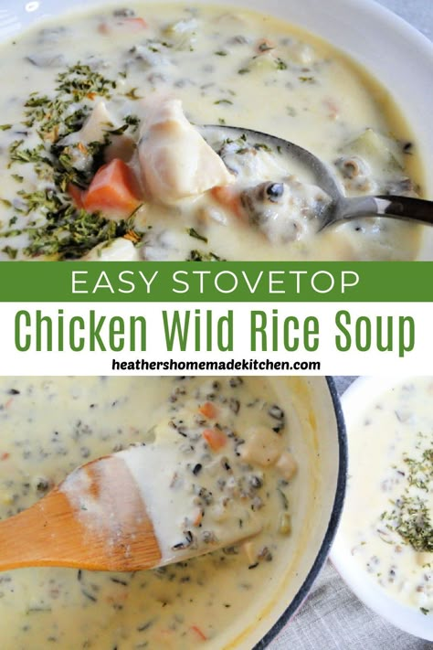 Chicken Wild Rice Soup Healthy Easy Recipes, Chicken Wild Rice Soup With Canned Rice, Creamy Chicken Wild Rice Soup Recipes, Creamy Chicken And Wild Rice Soup Easy, Stovetop Chicken Wild Rice Soup, Wild Rice Chicken Soup Stove Top, Creamy Wild Rice Soup Recipes, Chicken Wild Rice Soup Creamy, Easy Stovetop Soup