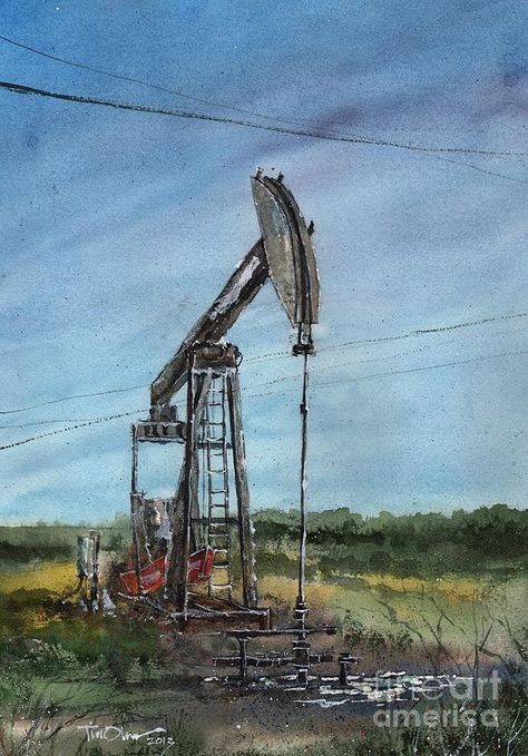 West Texas Pumpjack Painting by Tim Oliver Oilfield Life, Texas Oil, Petroleum Engineering, Oil Platform, Oil Drilling, Pattern Quotes, Gas Industry, Building Art, West Texas