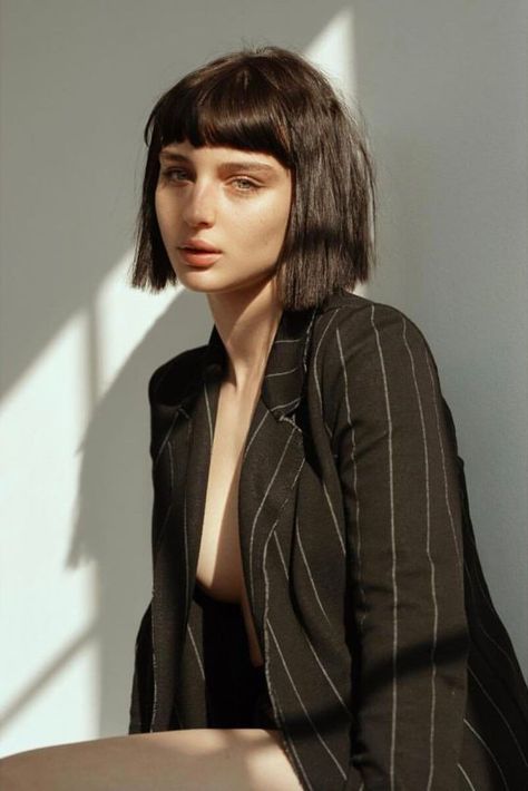 Alice Pagani, Pansy Parkinson, Short Straight Bob, Black Bob, Portrait Inspiration, 인물 사진, Wigs With Bangs, Bob Wigs, Photo Inspiration