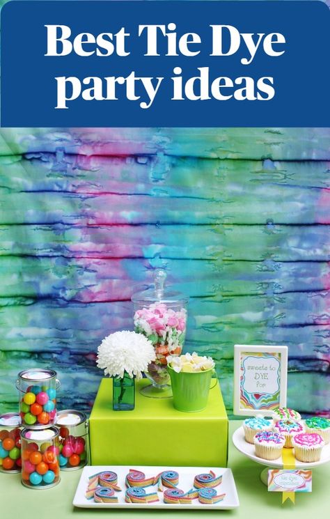 Get our best diy tie dye party ideas for decorations, food, favors and invitations. Host a tie dye theme for a birthday or summer break, and see how to set up here. #tiedyeparty #diy #snacks Diy Tie Dye Decorations, Tie Dye Theme Birthday Party Ideas, Tie Dye Bday Party Ideas, Tye Dye Themed Birthday Party, Tie Dye Party Decor, Tye Dye Decorations, Tie Dye Party Ideas Decorations, Tie Dye Decorations Party, Tie Dye Party Favors