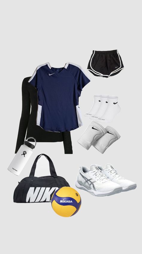 volleyball fit idea #volleyballfit #navybluefit What To Wear To Volleyball, Volleyball Fits, Volleyball Tryouts, School Spirit Week, Volleyball Outfit, Outfit School, Volleyball Outfits, Spirit Week, Volleyball Shoes