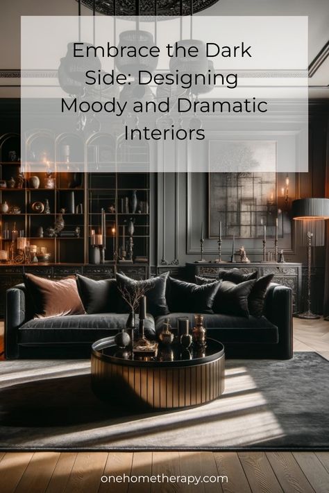 🌑 Embrace the Dark Side: Designing Moody and Dramatic Interiors 🌑  Ready to transform your living space into a bold and captivating haven? Dive into the world of moody and dramatic interiors! Discover expert tips and inspiring ideas that will elevate your home with deep hues and striking contrasts. 🖤✨ Click to learn more and unleash the dark elegance in your interior design! 🏠🔮 #InteriorDesign #MoodyInteriors #HomeDecor #DesignInspiration Moody But Bright Interior Design, Moody Interior Photography, Dramatic Interior Design, Moody Dark Room Photography, Dark And Moody Painting, Dramatic Interior, Master Ensuite Bathroom Moody, Dramatic Bedroom, Moody Interior Design