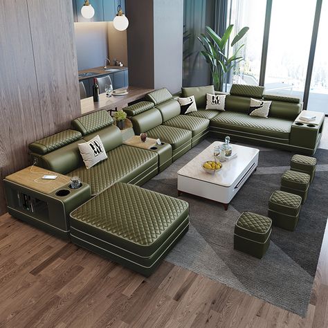 Tufted Sectional, Smart Bed, Large Sectional, Living Room Sofa Design, Sofa Set Designs, Modern Sectional, Leather Sectional, Luxury Sofa, Leather Furniture