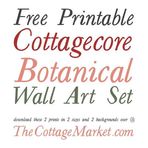 Free Printable Cottagecore Botanical Wall Art Set - The Cottage Market Cottage Market, Printable Calendars, Free Printable Stickers, Free Printable Wall Art, To Do Lists, Printables Freebies, Art Printables, Floral Printables, Planner Printables Free