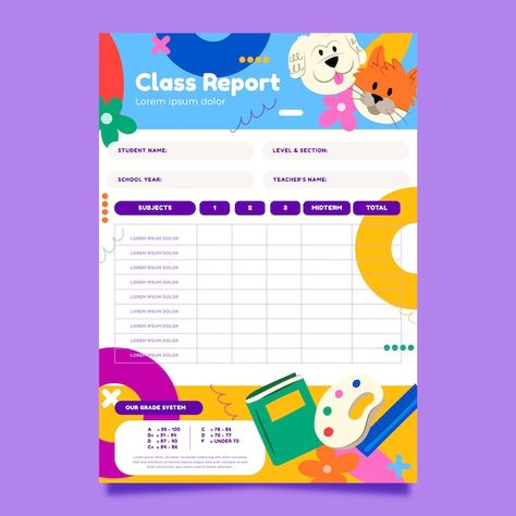 Report Card For Kindergarten, School Report Card Design, School Report Card Template, Kindergarten Report Cards, School Report Card, Indian Wedding Invitation Card Design, Report Cards, Report Card Template, Indian Wedding Invitation Cards