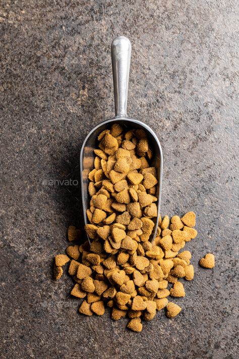 Dried kibble pet food. Heart shape dried animal food. by jirkaejc. Dried kibble pet food in scoop. Heart shape dried animal food on old table. Top view. #AD #food, #Heart, #shape, #Dried Store Moodboard, Treats Packaging, Dog Kibble, Cat Hotel, Table Top View, Animal Food, Old Table, Pet Design, Food Photoshoot