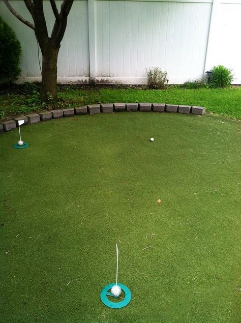 DIY Budget-Friendly Backyard Golf Green just in time for Father's Day!!!!! Air Conditioner Screen, Backyard Golf, Diy Golf, Outdoor Air Conditioner, Green Backyard, Golf Diy, Golf Vacations, Golf Green, Diy Budget