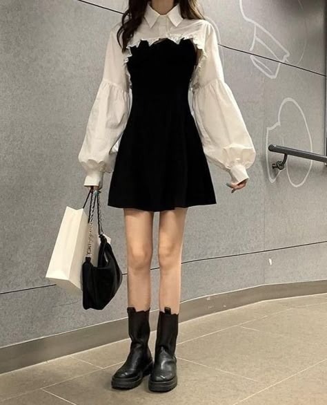 Short Blouse, Korean Casual Outfits, Cute Dress Outfits, Korean Fashion Dress, Mode Inspo, Kpop Fashion Outfits, Mode Vintage, Korean Outfits, Casual Style Outfits