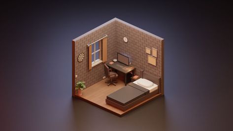 Isometric Low Poly Room 3D Model $5 - .unknown .obj .fbx .blend - Free3D Hgtv Living Room, Apartment Therapy Living Room, Large Living Room Layout, Bedroom Inspirations Boho, Modern Bohemian Bedroom, Open Kitchen Layouts, Floor Planner, Interior Model, Pc Table