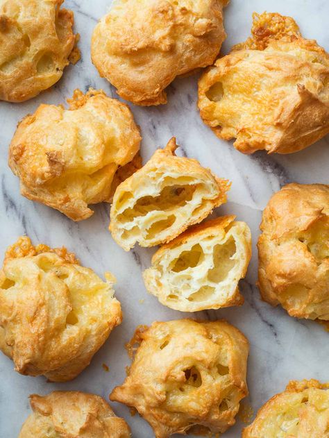 The BEST Gougères (French Cheese Puffs) French Cheese Puffs, Gougeres Recipe, Comte Cheese, Wisconsin Cheese, Puff Recipe, French Cheese, Cheese Puffs, Choux Pastry, Cheese Flavor