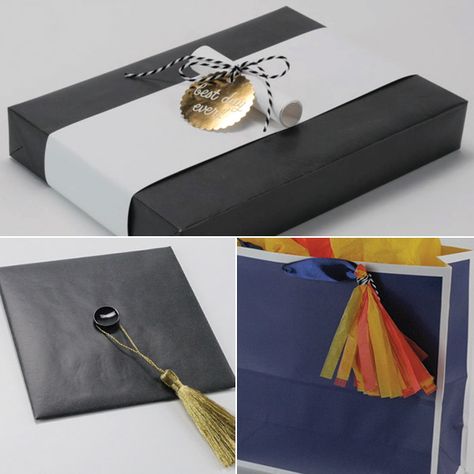 Giftology | Hallmark Ideas & Inspiration Graduation Gift Wrapping Ideas, Gifts Rap, Wrapping Tutorial, Boyfriend Gift Basket, Wrapping Techniques, Graduation Gift Ideas, Gift Towers, Creative Gift Wraps, Gift Wrapping Ideas