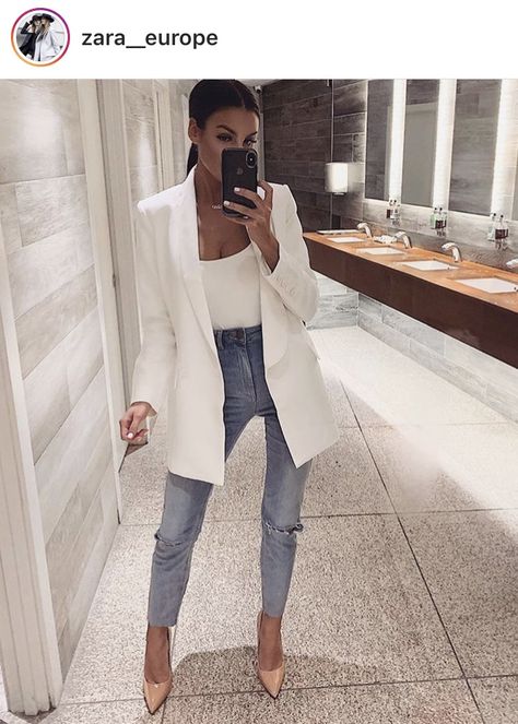 #Fashion #outfit #winteroutfits #style #winterstyle #winterfashion #stylish #outfits White Blazer Outfits, Chique Outfits, Pastel Outfit, Classy Fashion, Boys Fashion, Looks Chic, Blazer Outfits, Professional Outfits, White Blazer